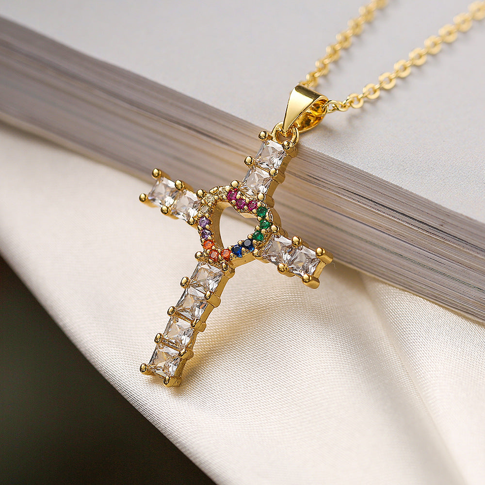 Minimalist Geometric Heart Pendant Necklace for Women with Cubic Zirconia Inlay and Copper Base