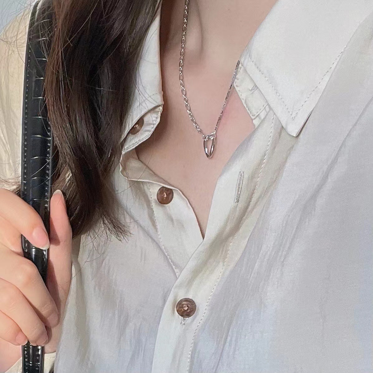 Collar Minimalista Elegante de Plata de Ley 925 Bañado en Oro con Cadena de Caja Geométrica