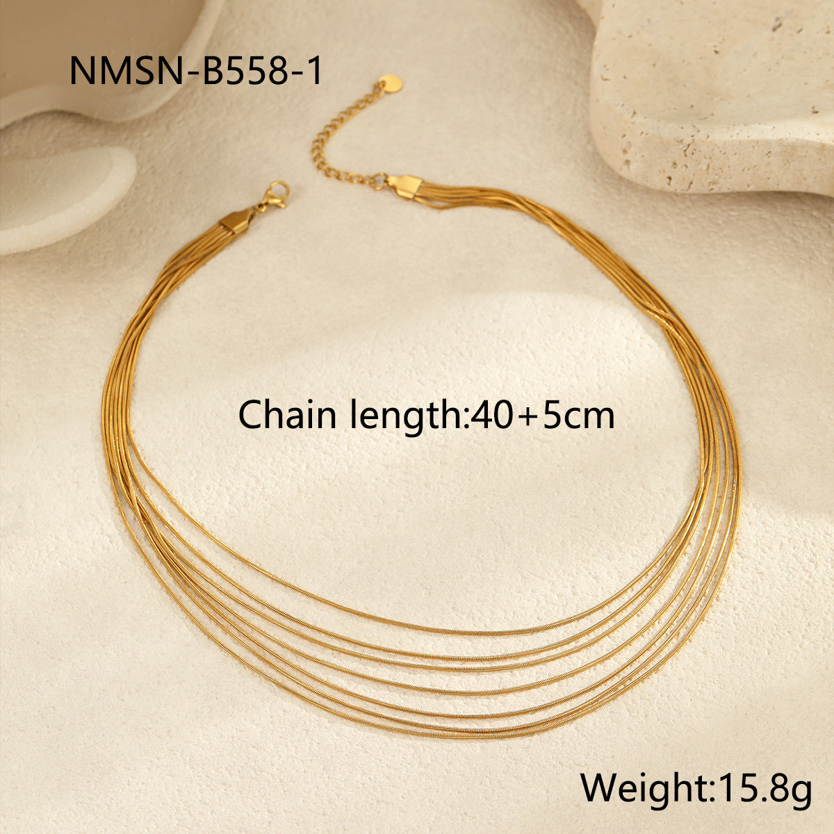 Collana con catena a serpente in acciaio inossidabile geometrica alla moda per donna con finitura placcata