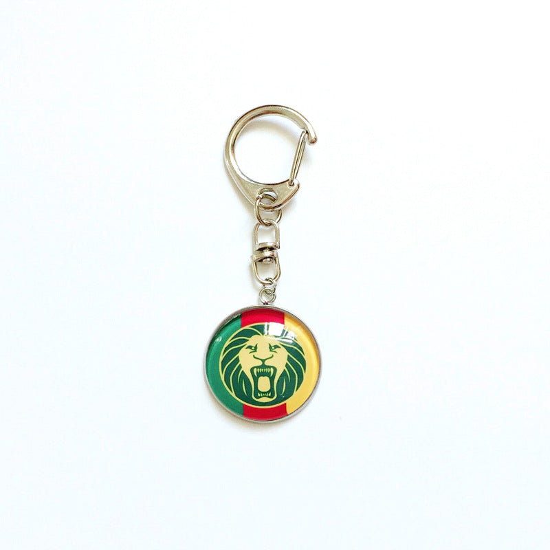 Sporty Round Stainless Steel Keychain National Football Team Souvenir Gift