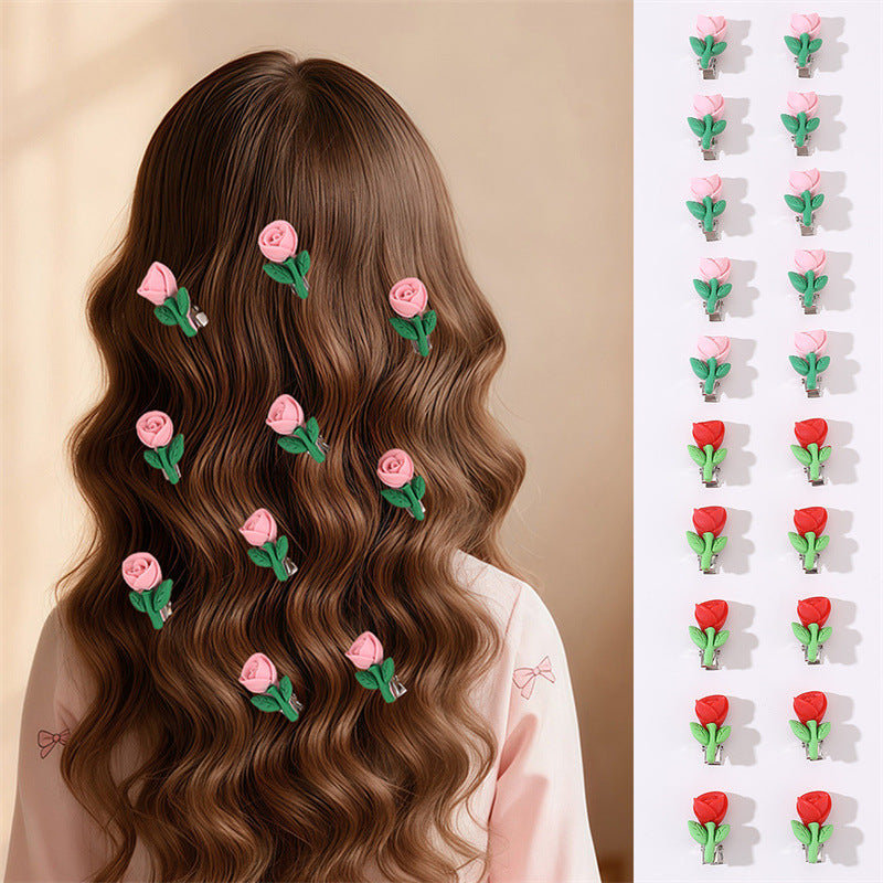 Natural Style Bow-Shaped Hair Clip for Girls Made of Polyester with Ruffled and Mesh Details Princess Collection