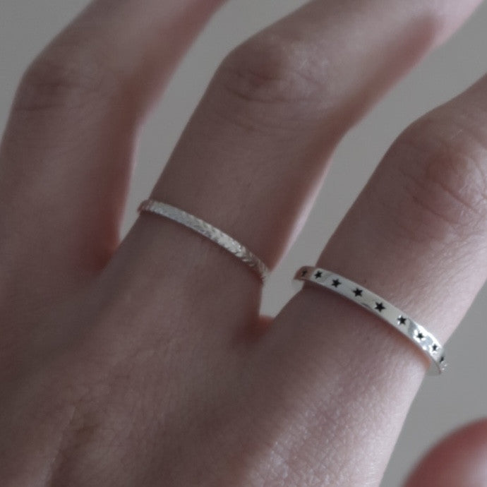 Anillo minimalista de plata de ley 925 con estrella, acabado vintage, abierto y ajustable, joyería para mujer