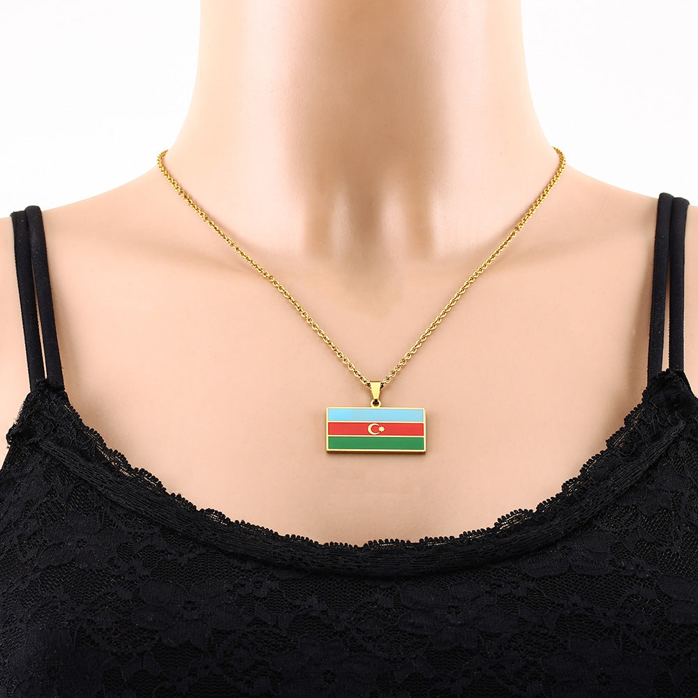 Collana con Pendente Geometrico Etnico Vintage in Acciaio Inossidabile con Catena a O Placcata Sottovuoto Unisex