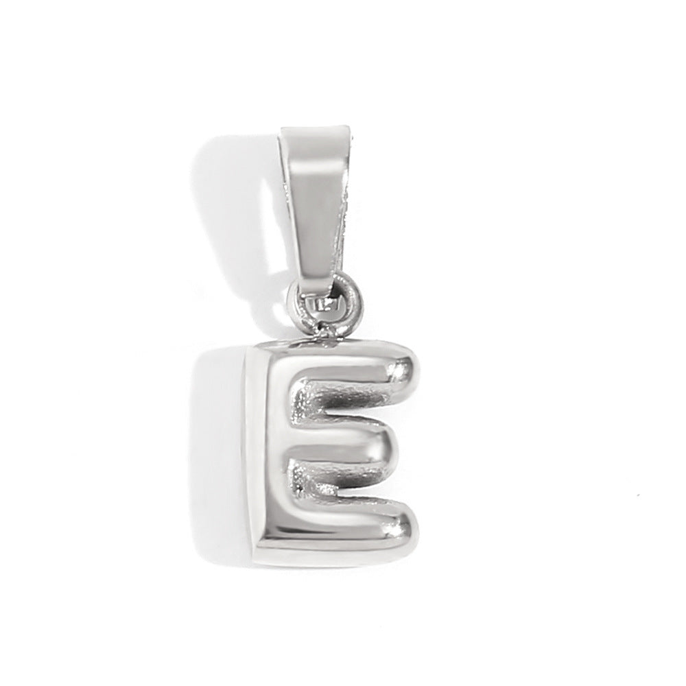 Ciondolo con mini lettera a bolla placcato oro 18 carati in acciaio inossidabile, moda minimalista