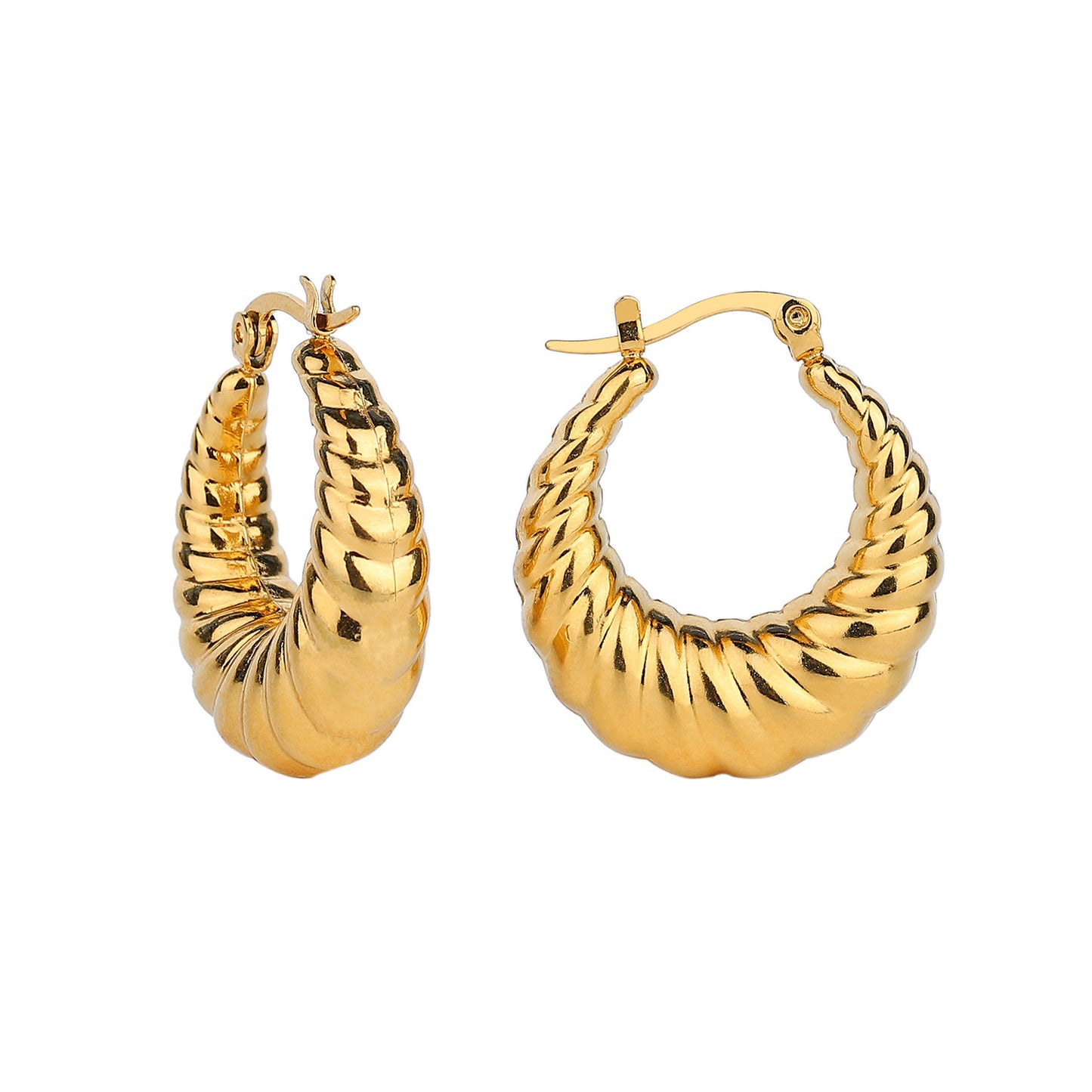 Minimalist Geometric Twisted Croissant-Shaped Gold-Plated Stainless Steel Stud Earrings for Women