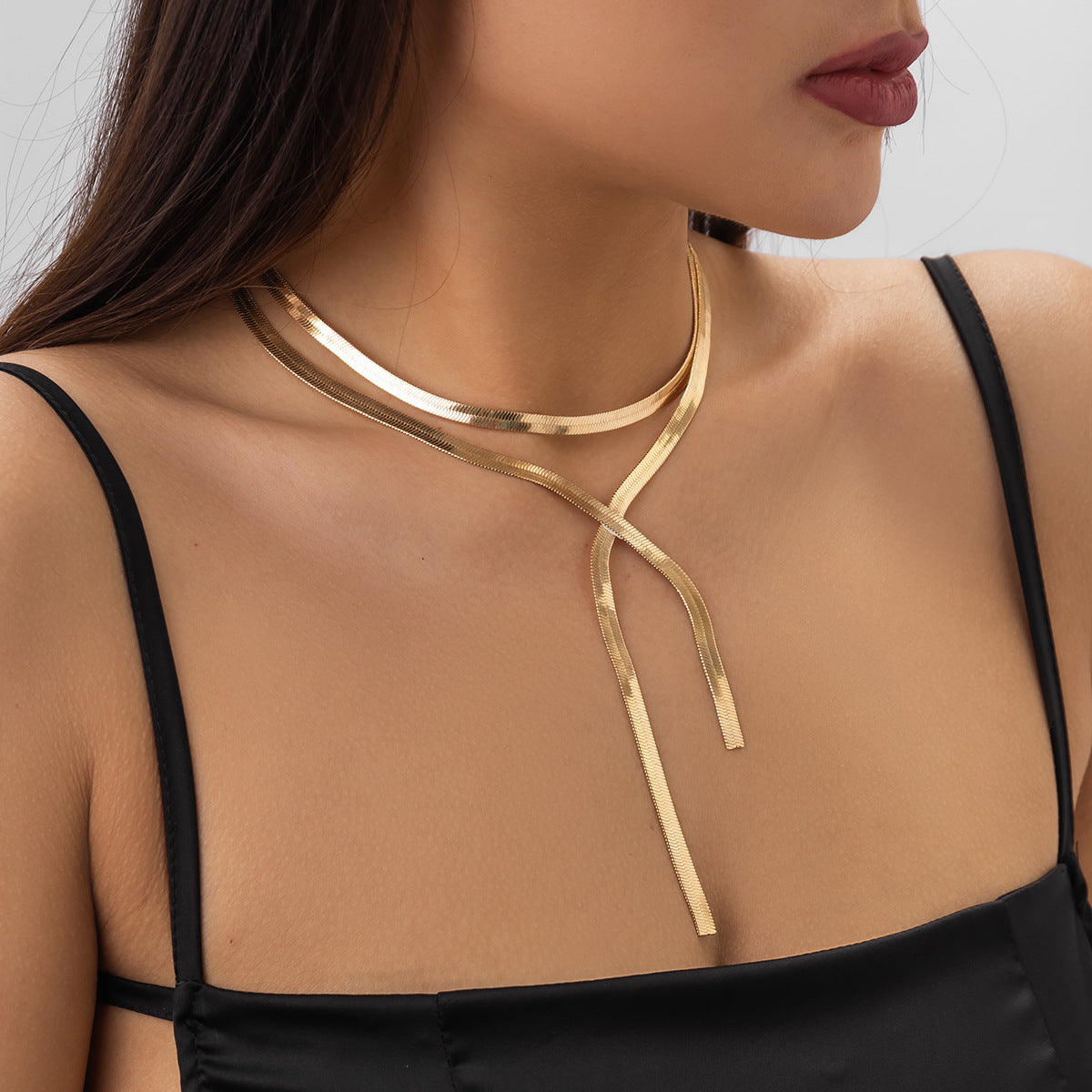 Minimalist Geometric Plated Snake Chain Choker Necklace for Women