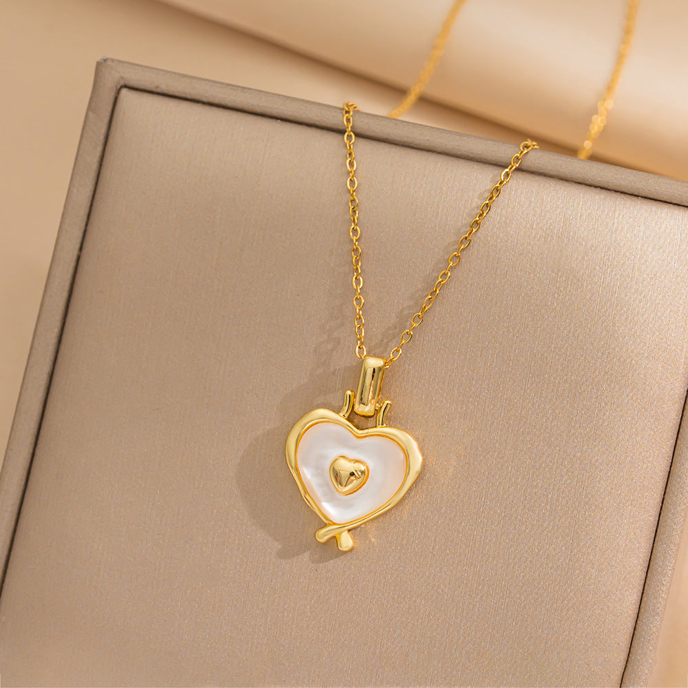 Minimalist Geometric Titanium Steel Necklace for Women with Gold Plating Locket Chain Fashion Accessory