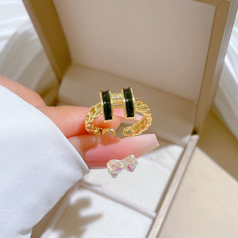 Sweet Minimalist Gold Plated Brass Crown Ring with Rhinestones Adjustable Open Band for Women and Couples