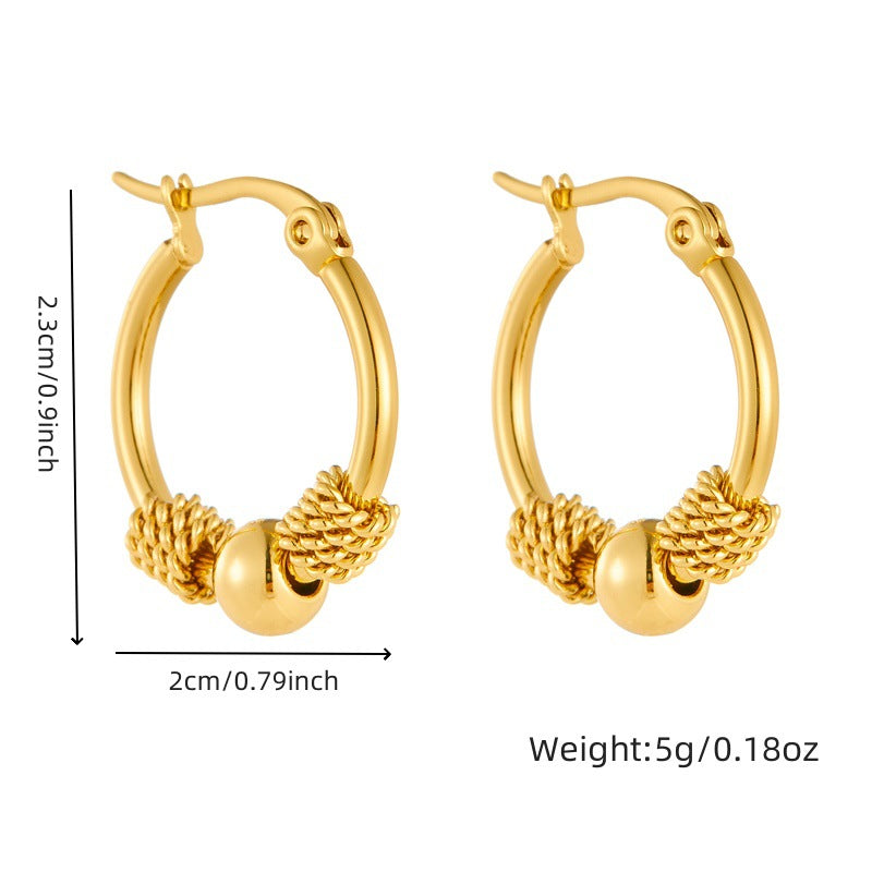 Vintage Minimalist Plated Stainless Steel Geometric Round Earrings