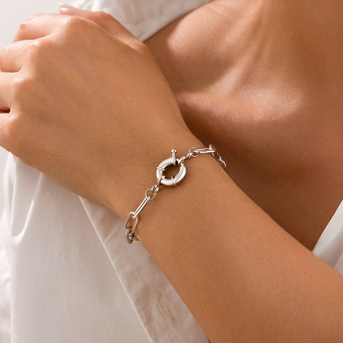 Punk Geometric Alloy Plated Bracelet for Women