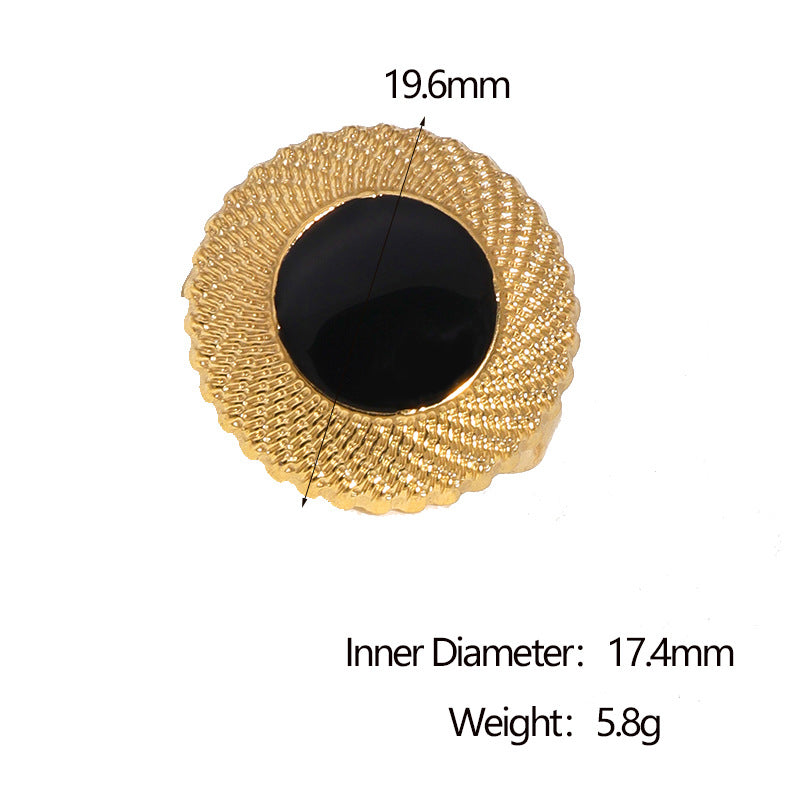 Vintage French Minimalist Geometric Open Ring 18K Gold Plated Stainless Steel Jewelry for Women