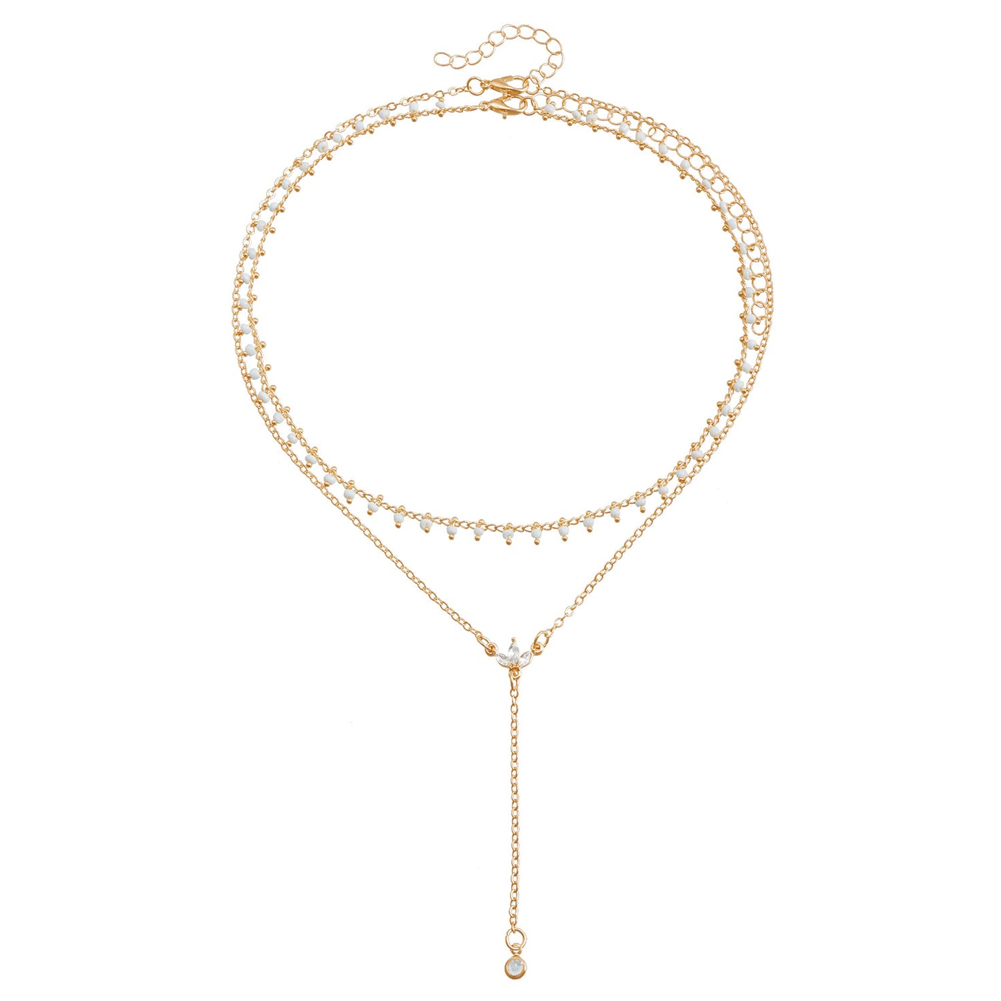 Fashion Minimalist Geometric Crystal Pendant Necklace with Rhinestone Accents on Delicate Clavicle Chain
