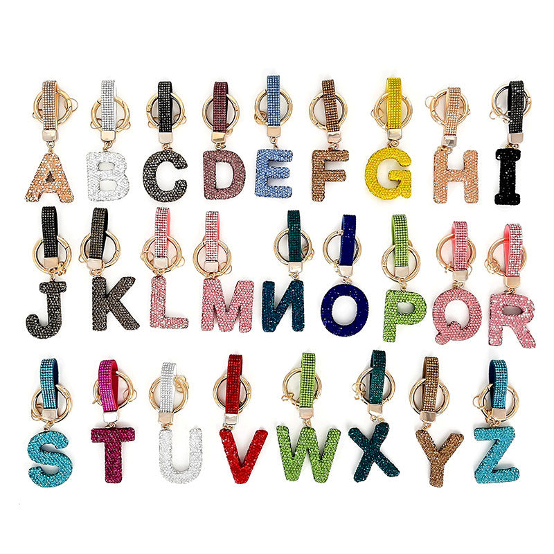 Sweet Rhinestone Inlay Letter Resin Keychain Charm Bar