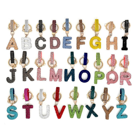 Sweet Rhinestone Inlay Letter Resin Keychain Charm Bar