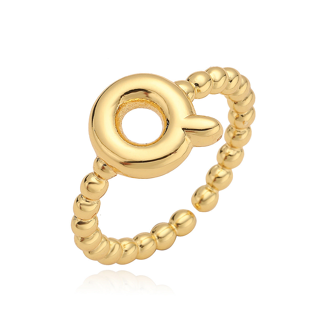 Minimalist 18K Gold Plated Brass Letter Ring for Women