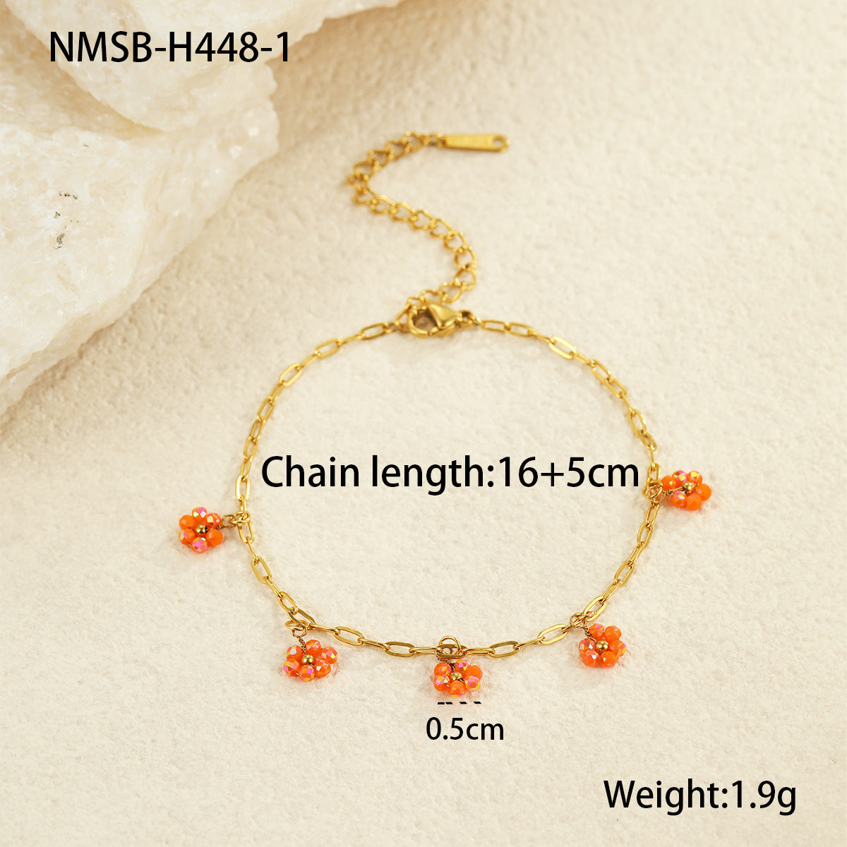 Fashionable OL Style Geometric Flower Beaded Pendant Bracelet for Women Stainless Steel Electroplated Minimalist Jewelry