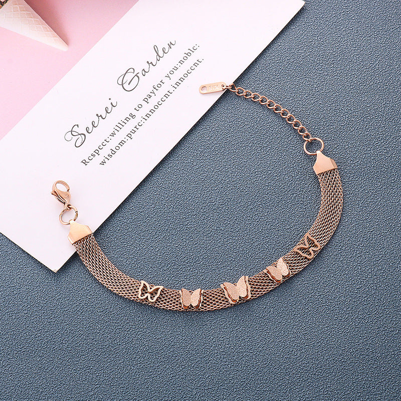 Butterfly Shaped Plated Titanium Steel Bracelet for Women