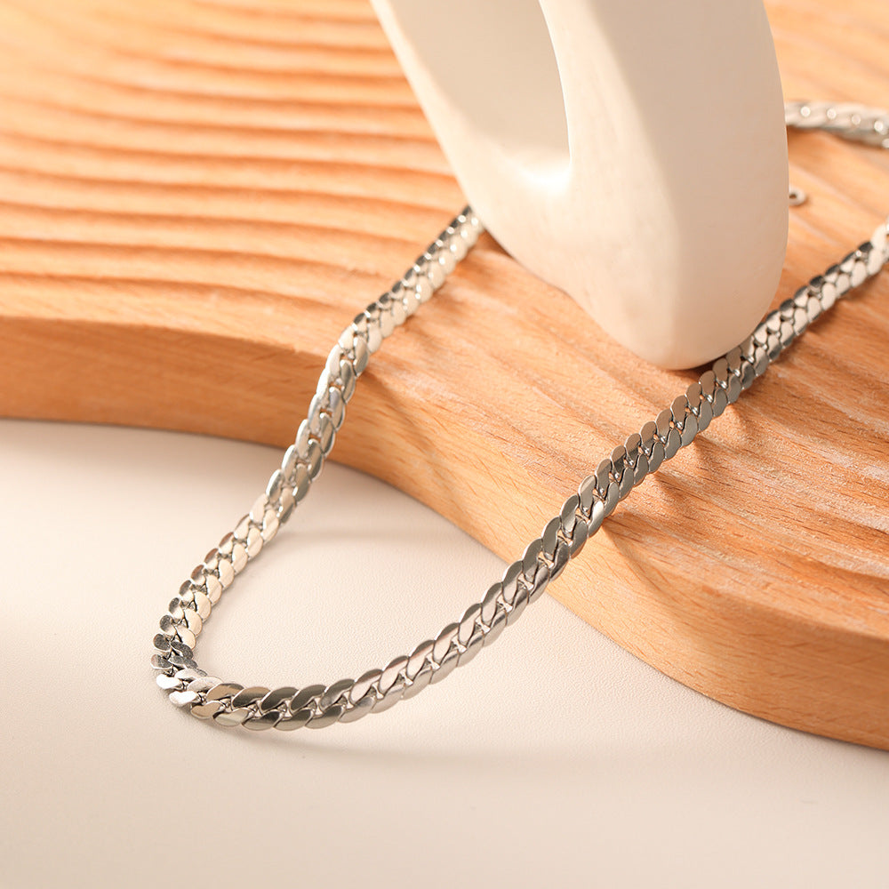 Collana Minimalista a Catena Serpentina da Donna in Acciaio Inossidabile 316 con Placcatura Sottovuoto in Oro 18K