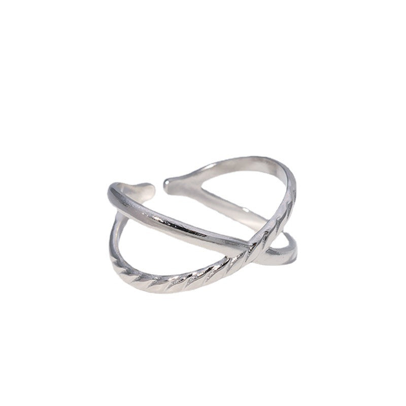 Minimalist Geometric Stainless Steel Adjustable Open Ring for Women with Plated Finish