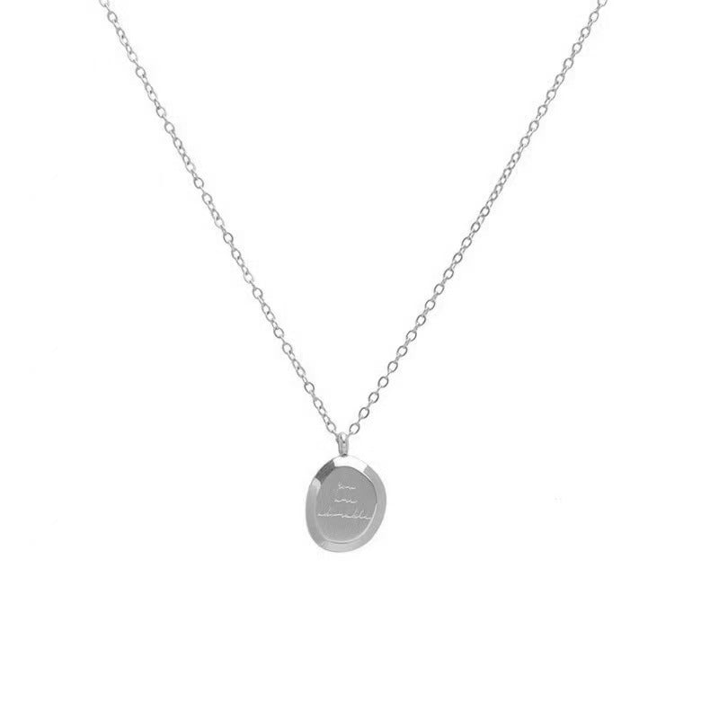 Minimalist Letter Shape Titanium Steel Plated Necklace for Women with Delicate Clavicle Chain