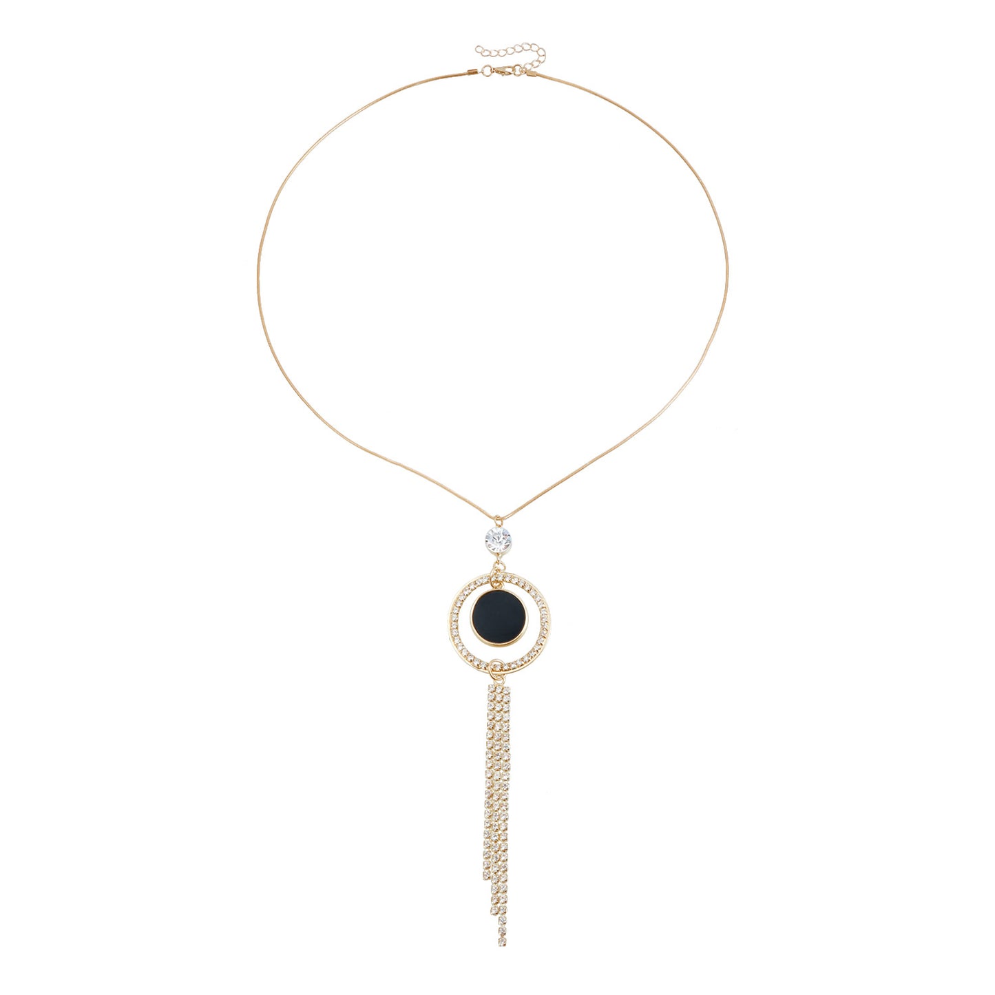 Casual Round Heart Rhinestone Plated Alloy Tassel Necklace