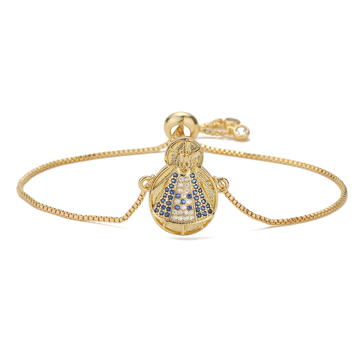 Geometric Copper Bracelet with 18K Gold Plating and Zircon for Women, Fashionable Minimalist Hand Jewelry