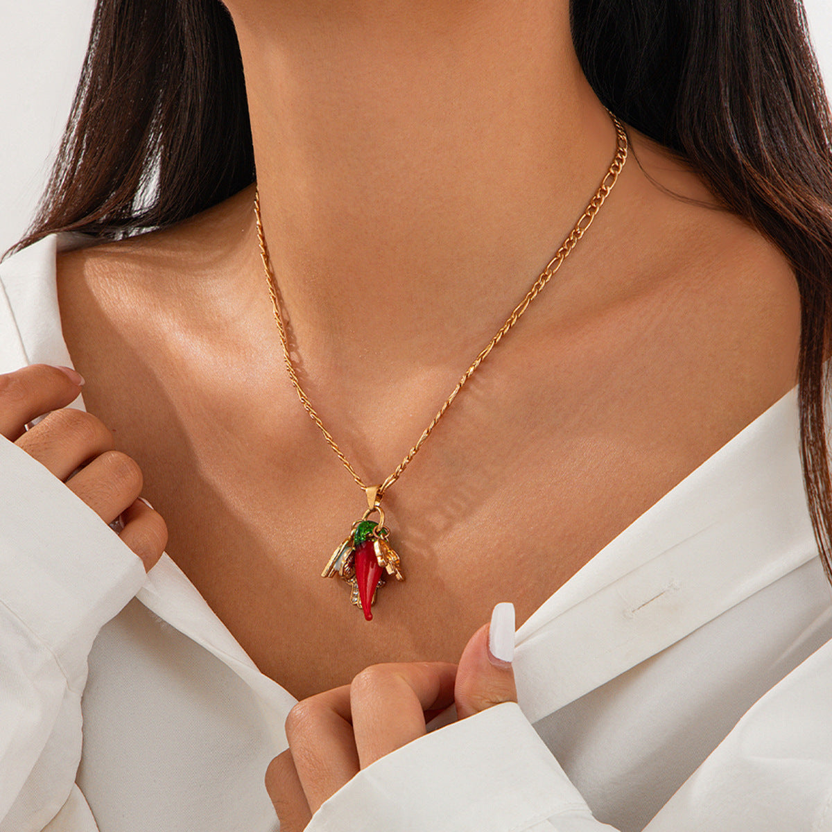 Collana Minimalista con Conchiglia e Pesce Ispirata all'Oceano con Ciondolo Occhio Mano di Buddha in Lega e Acrilico con Finitura Placcata per Donna