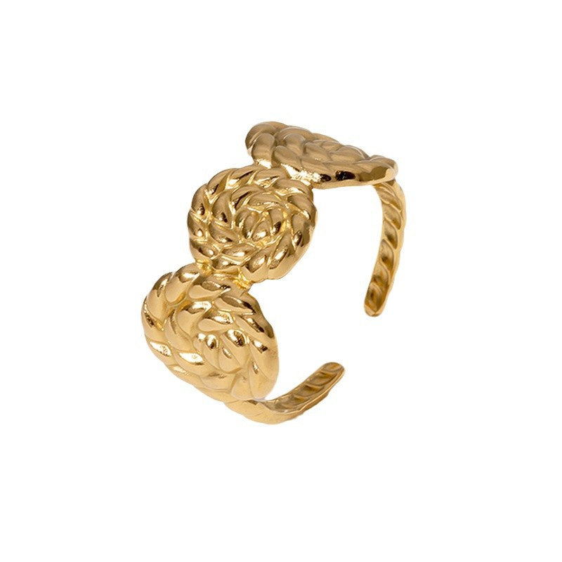 Anello aperto a fiore geometrico minimalista in acciaio inossidabile placcato oro 18 carati, gioielli da donna