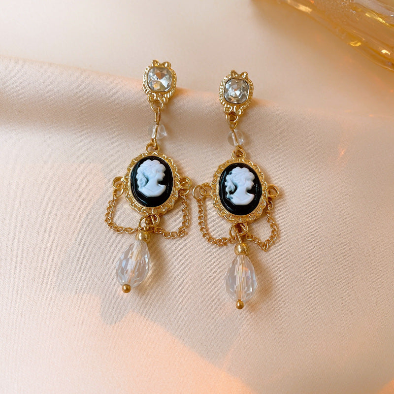 Pendientes ovalados de acrílico estilo vintage francés con postes de acero, diseño geométrico, acabado electrochapado, joyería elegante y ligera de lujo para las orejas