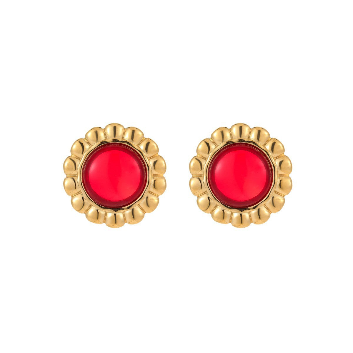 Vintage Geometric Stainless Steel Earrings with 18K Gold Plating and Agate-Inspired Design for Women