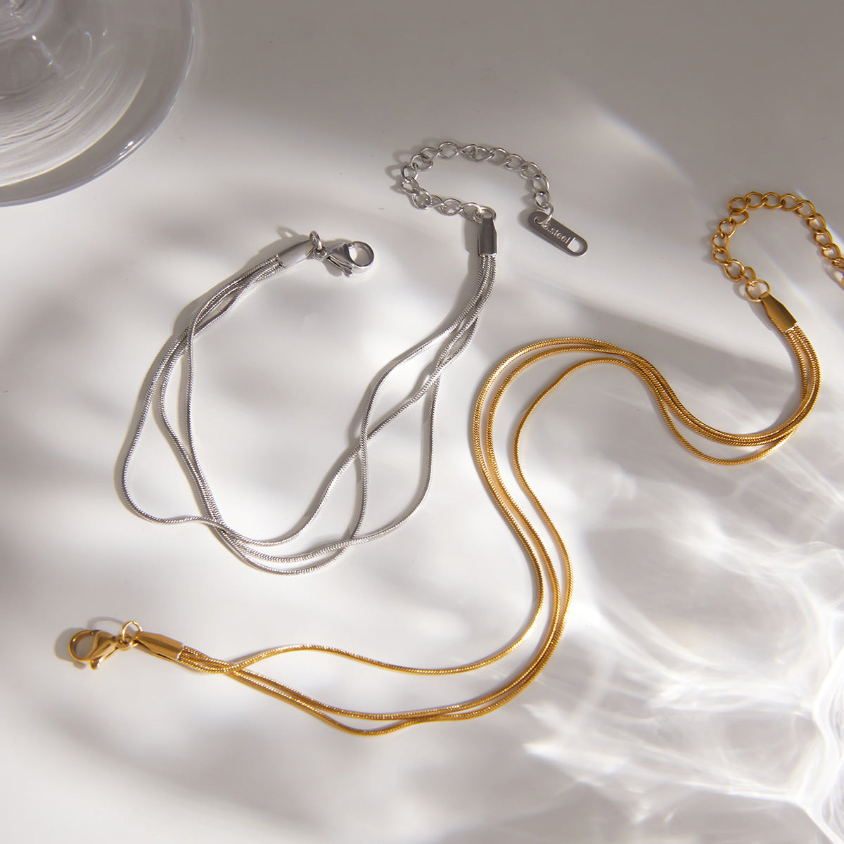 Geometric Stainless Steel Plated Snake Chain Bracelet for Women