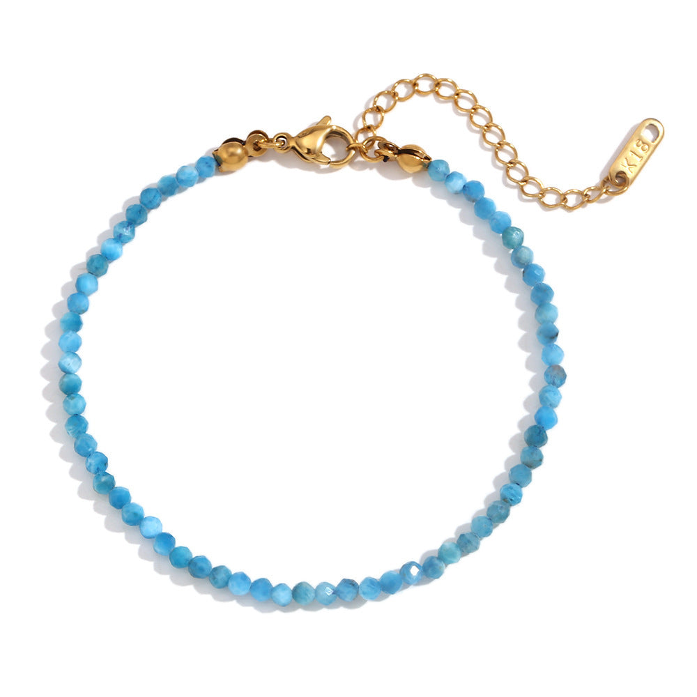 Elegant Geometric Stainless Steel 18K Gold Plated Natural Opal Bracelet for Women