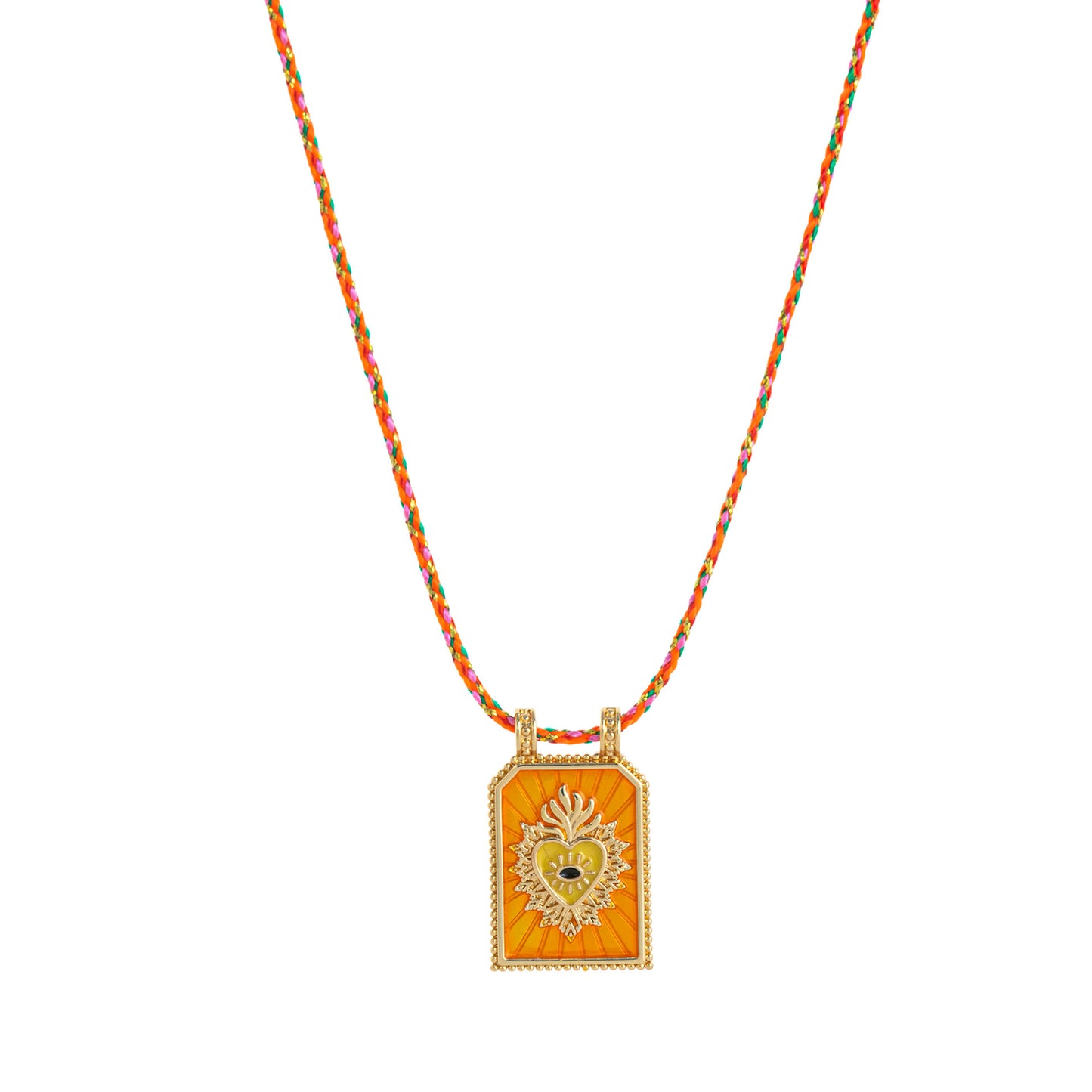Collana pendente minimalista a forma di cuore in rame placcato oro su cordino colorato da donna