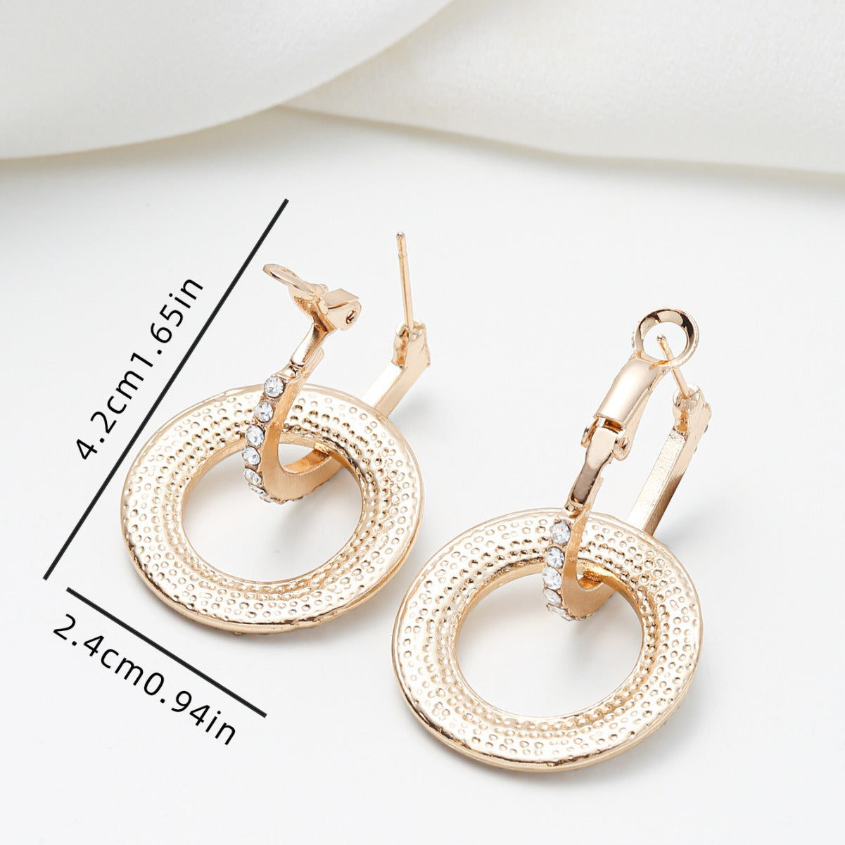 Minimalist Geometric Alloy Stud Earrings with Zircon Inlay for Women
