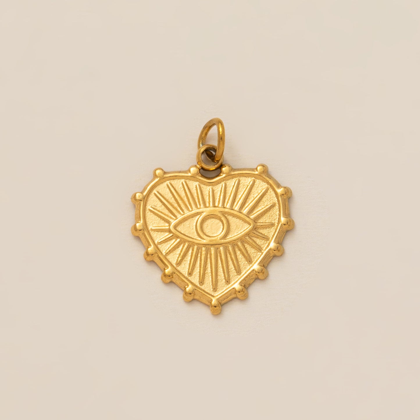 Vintage 18K Gold Plated Heart Shape Stainless Steel PVD Charm Bar Necklace