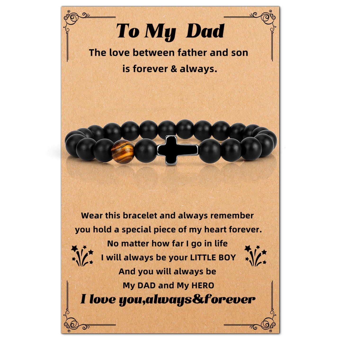 Matte Black Hematite Tiger Eye Cross Bracelet Adjustable Elastic Cord Unisex