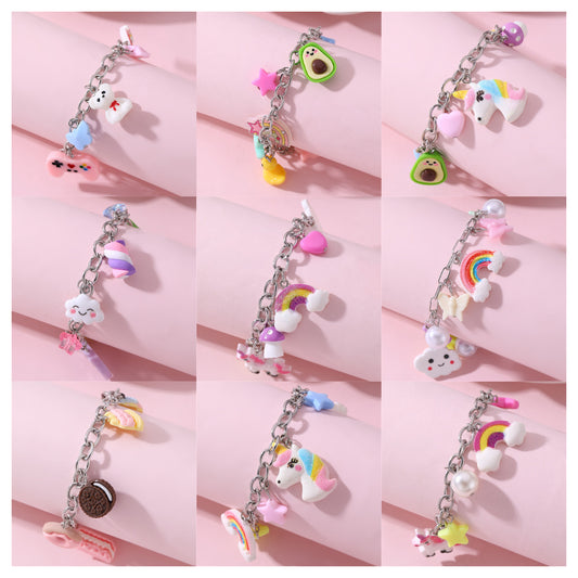 Punk Style Geometric Star-Shaped Electroplated Mixed Material Bracelet for Kids