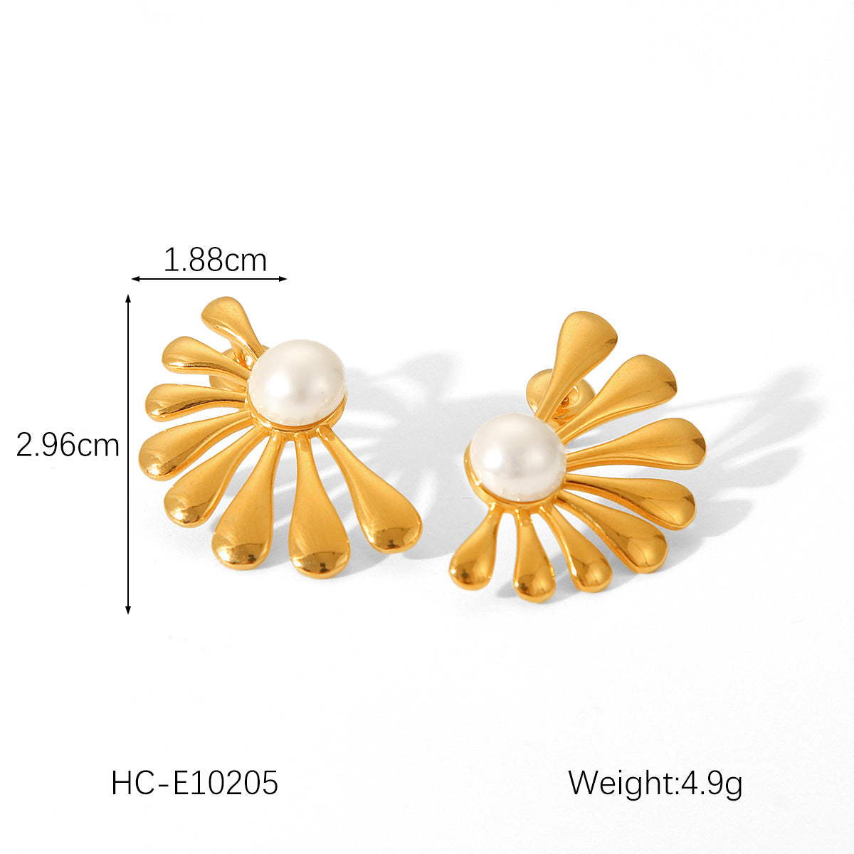 Elegant French-Inspired Pearl Stud Earrings for Women with Stainless Steel Posts and 18K Gold Plating