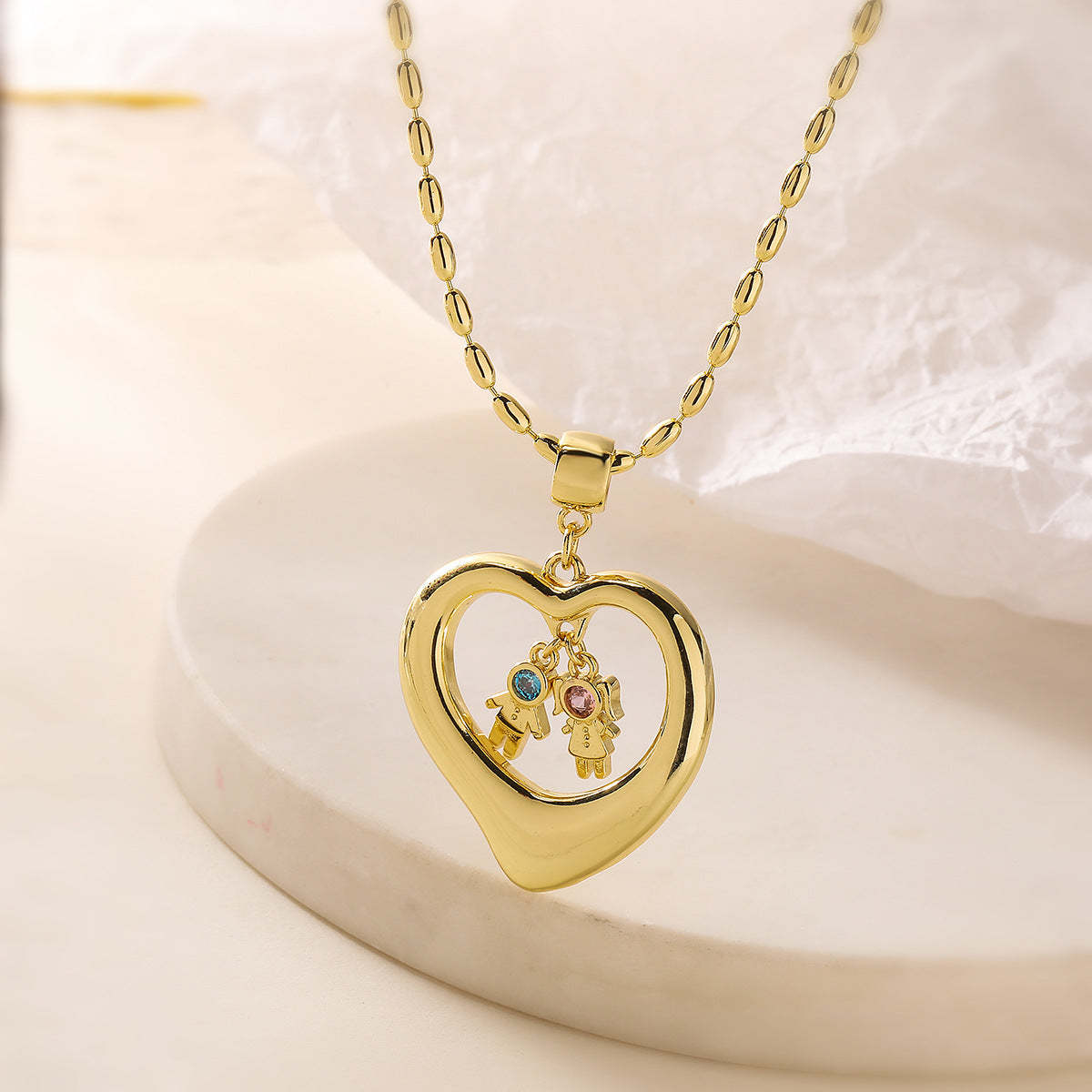Collana con Ciondolo a Cuore Minimalista in Rame per Donna e Uomo con Design Geometrico e Delicata Catena alla Clavicola