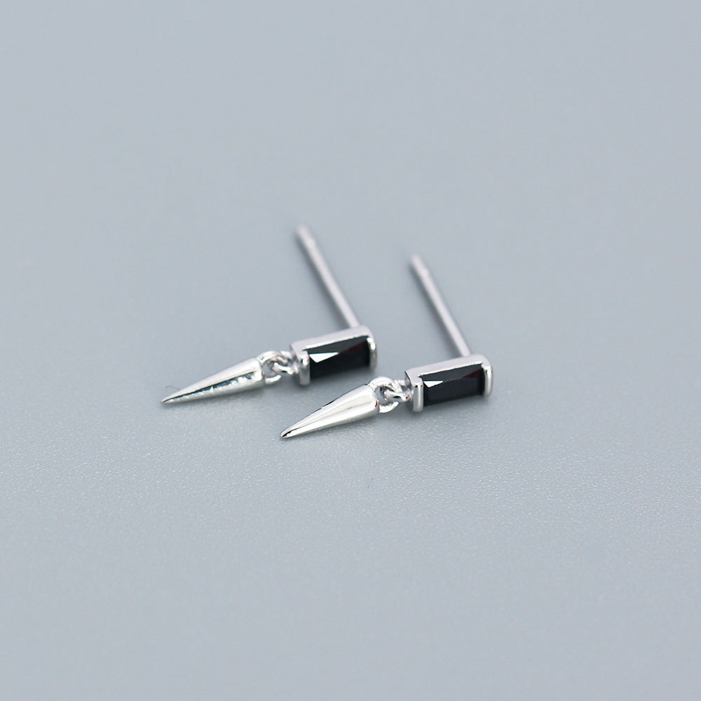 Minimalist 925 Sterling Silver Square Geometric Cubic Zirconia Inlay Earrings