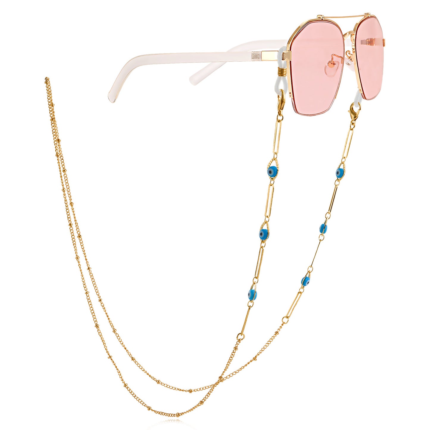 Fashion Colorful Evil Eye Handmade Metal Glasses Chain for Women