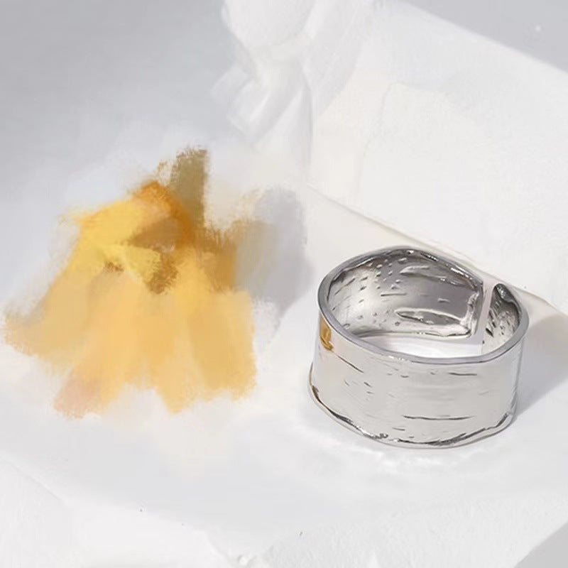 Anello Aperto Minimalista in Acciaio Inossidabile Geometrico da Donna con Finitura Placcata e Design a Linea Pulita