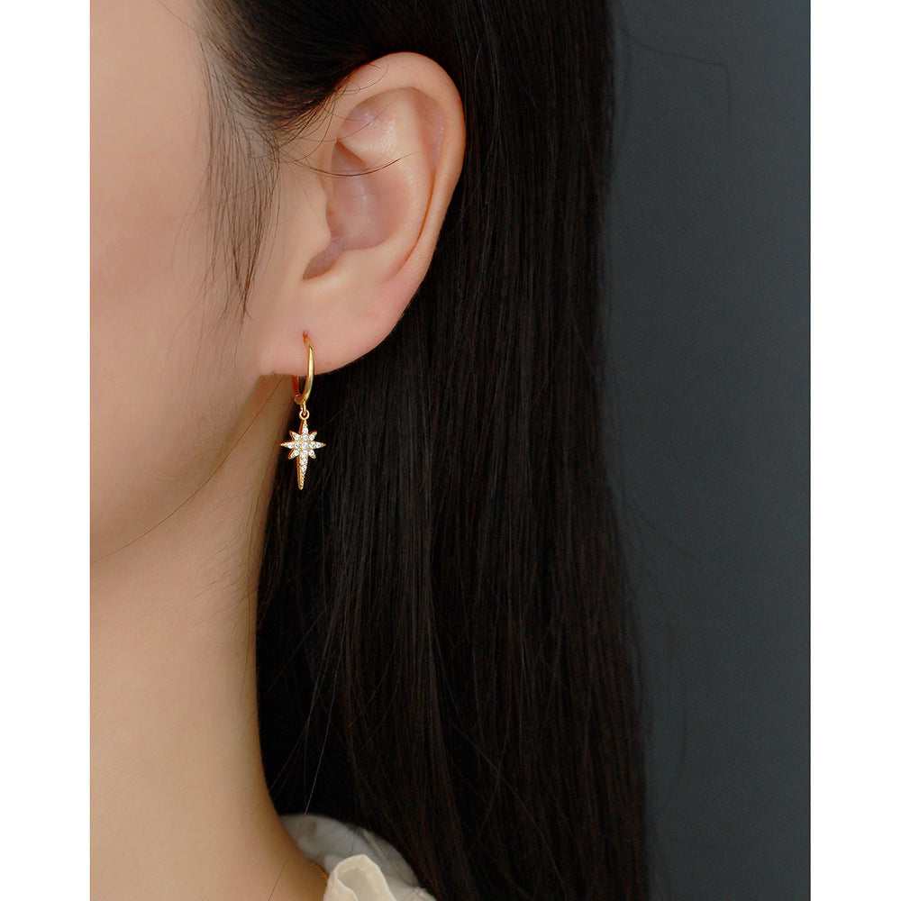 Eleganti orecchini a stella in argento Sterling 925 con intarsi di strass