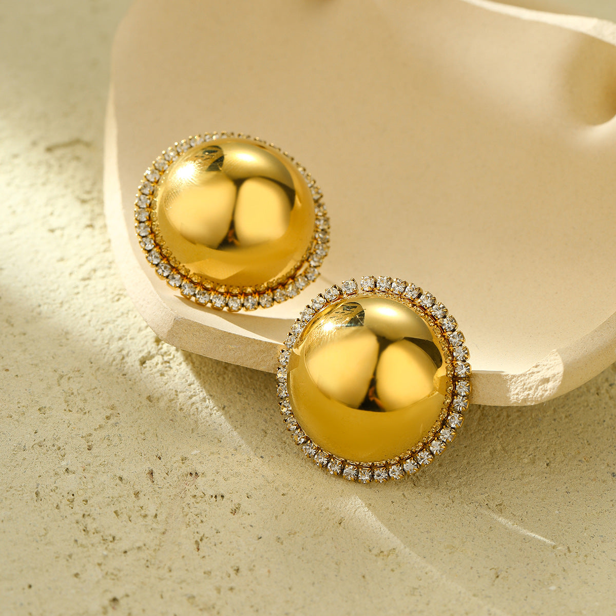 Fashionable Heart-Shaped and Star-Shaped Hollow Stainless Steel Earrings with Rhinestone Inlay for Women