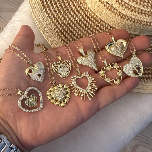 Ciondolo a Cuore Minimalista alla Moda in Rame con Zirconi Micro-Pave per Donna