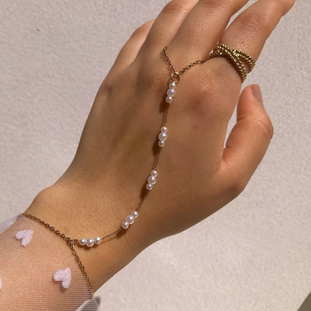 Pulsera apilable de doble capa de acero inoxidable geométrico con baño de oro de 18 quilates para mujer