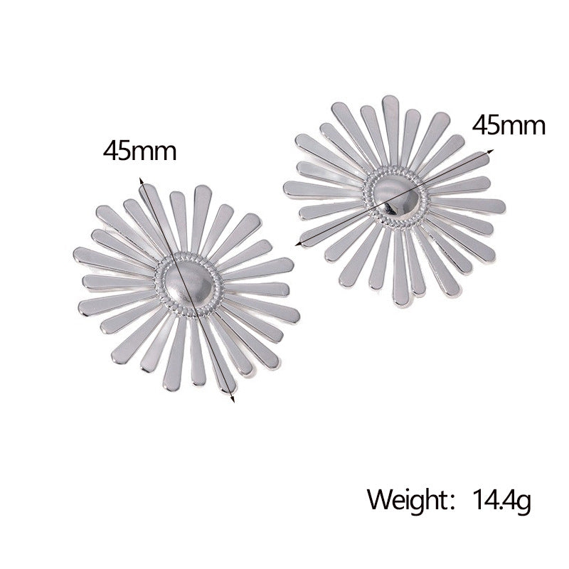 Orecchini a perno da donna in acciaio inossidabile vintage, minimalisti, floreali, a foglia con finitura placcata