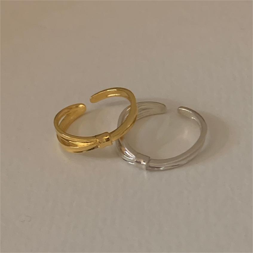 Minimalist Sweet 925 Sterling Silver Bamboo Section Geometric Open Ring for Women