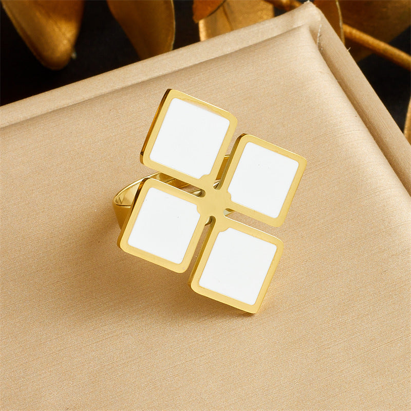 Set di collana, anello e orecchini a strati geometrici quadrati in acciaio inossidabile, lusso minimalista