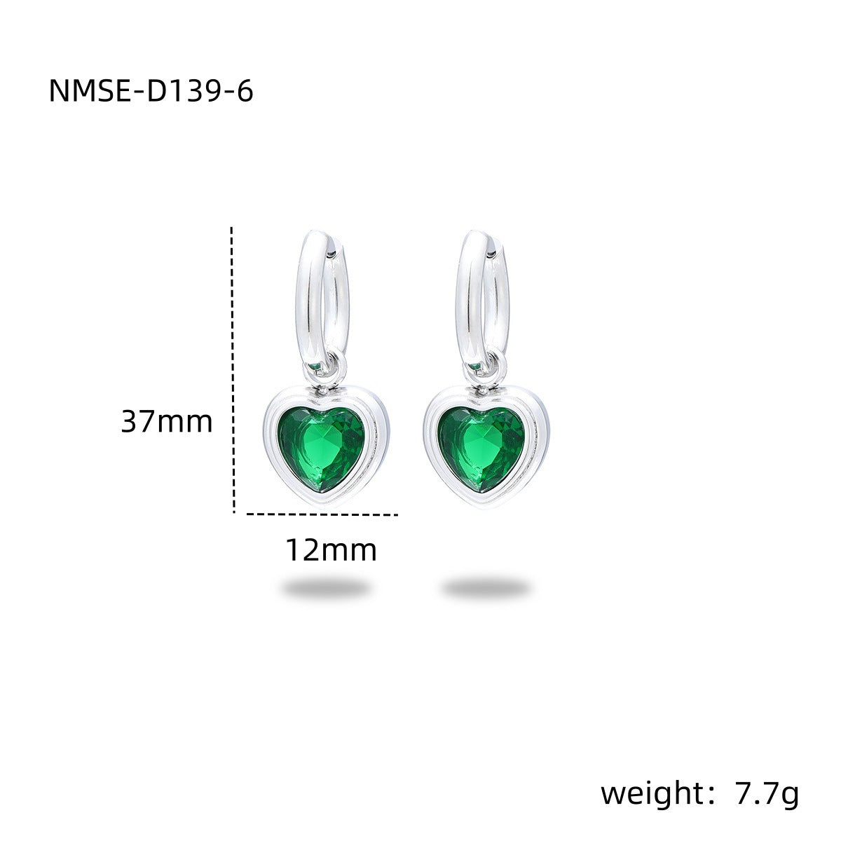 Fashion OL 18K Gold Plated Heart Shape Stainless Steel Earrings with Colorful Rhinestones for Women